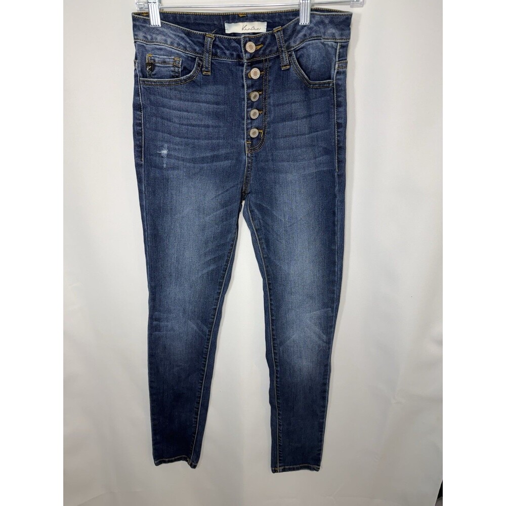 KanCan Skinny Blue Jeans Women's Size 7/27 Button Fly High Rise Measures